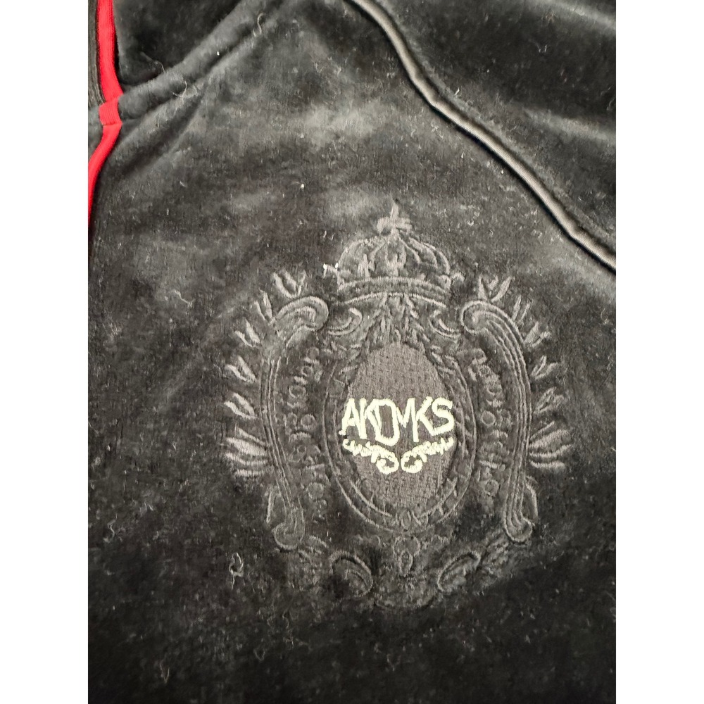 Akademiks Mens 3XL Velour Track Jacket Black Red Piping Full Zip Knowledge Key - Picture 3 of 11